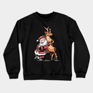 Cool Santa Reindeer Christmas Crewneck Sweatshirt